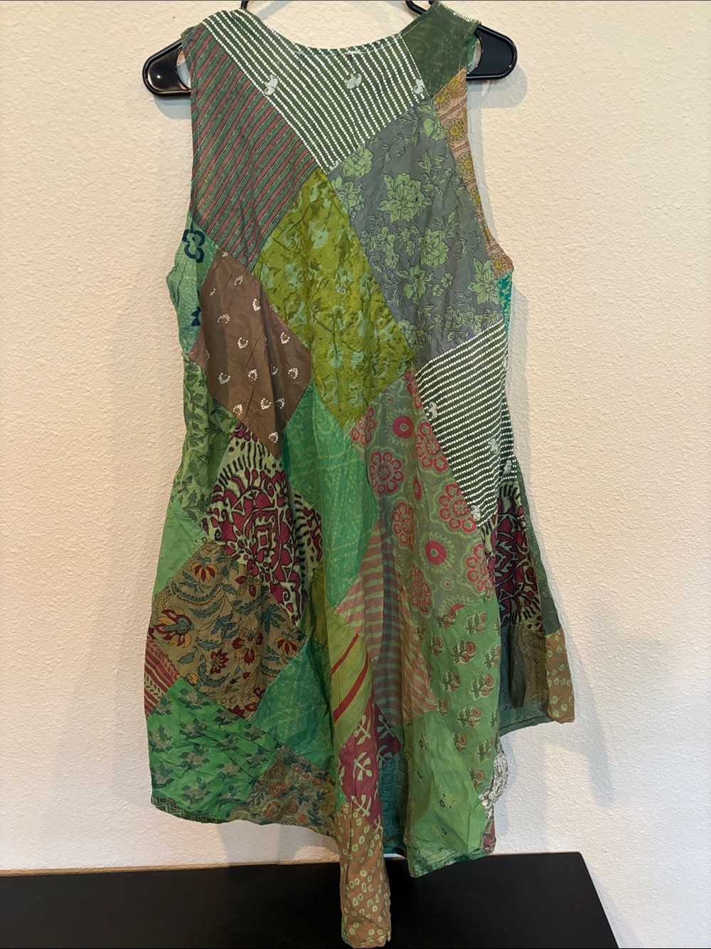 One Size Boho Green Patchwork Tank Dress by Jessica Taylor - Picture 3 of 5